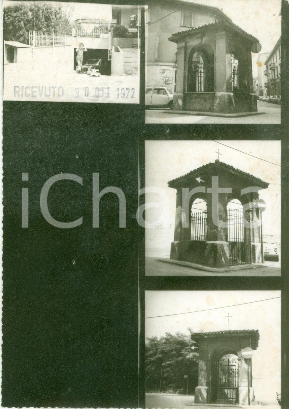 Fotografia d epoca originale 1972 MILANO LAMBRATE Tre vedute di un edicola votiva FOTOGRAFIA 1