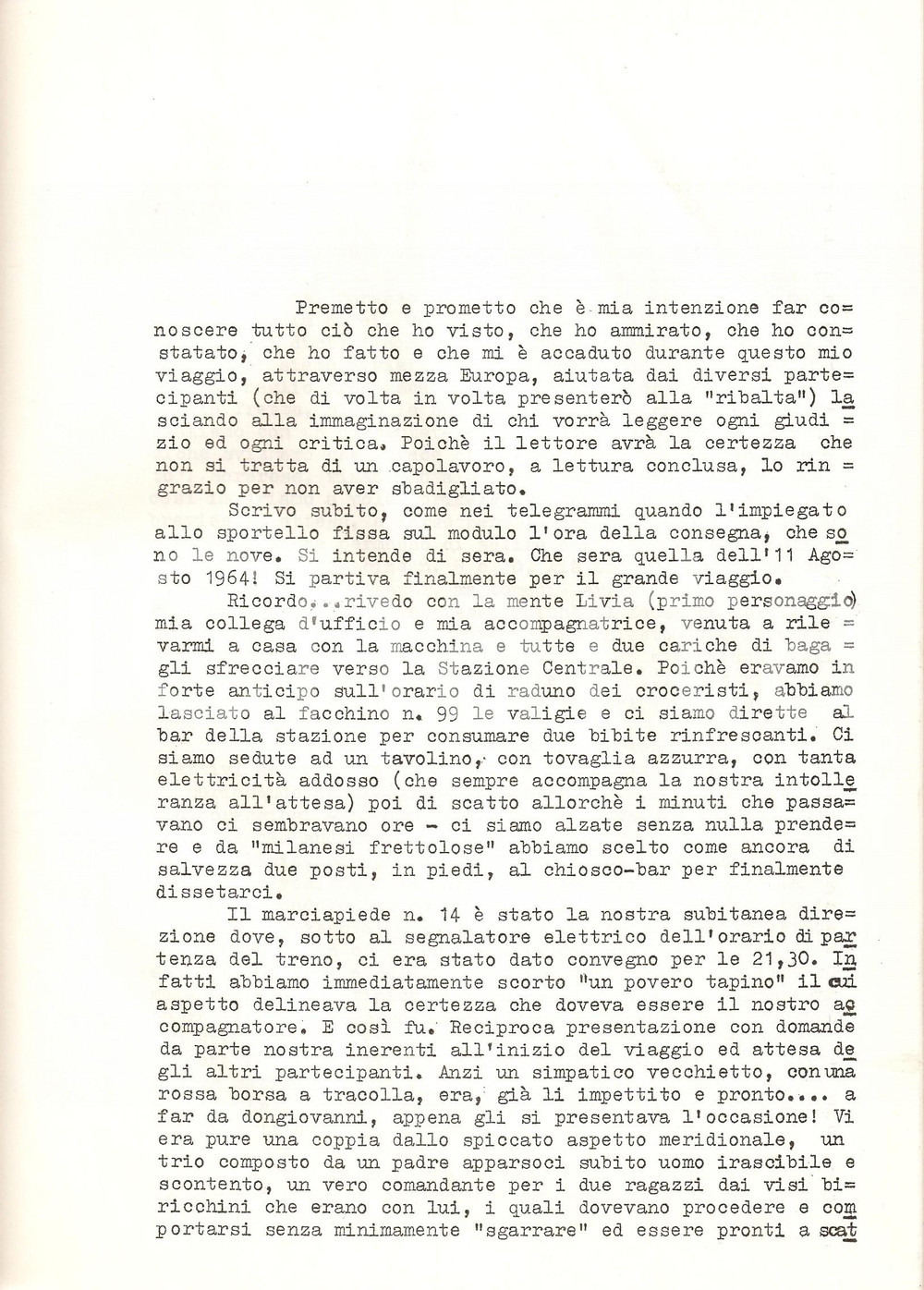 Documento originale, autentico 1964 Luciana COLAPINTO Capitali nordiche oltre CORTINA DI FERRO Dattiloscritto 1