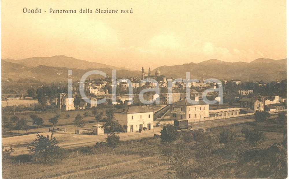 Cartolina originale da collezione 1945 ca OVADA (AL) Veduta del paese dalla Stazione Nord *Cartolina FP NV 1