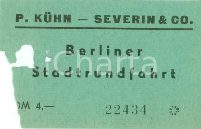 Documento originale, autentico 1950 ca BERLIN Berliner Stadtrundfahrt P. KUHN  SEVERIN & Co. Biglietto 1