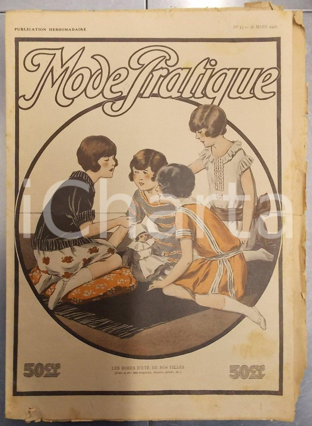 Giornale, rivista storica Mars 1921 PARIS MODE PRATIQUE Journal femme et maison n°13 Robes d été de filles 1