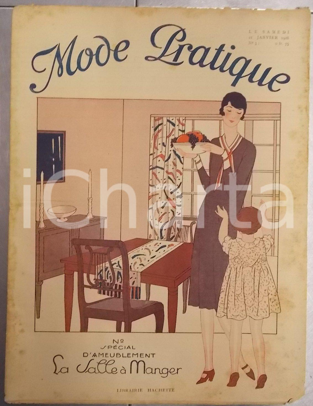 Giornale, rivista storica Janvier 1928 PARIS MODE PRATIQUE Journal femme et maison n°3 La salle à manger 1