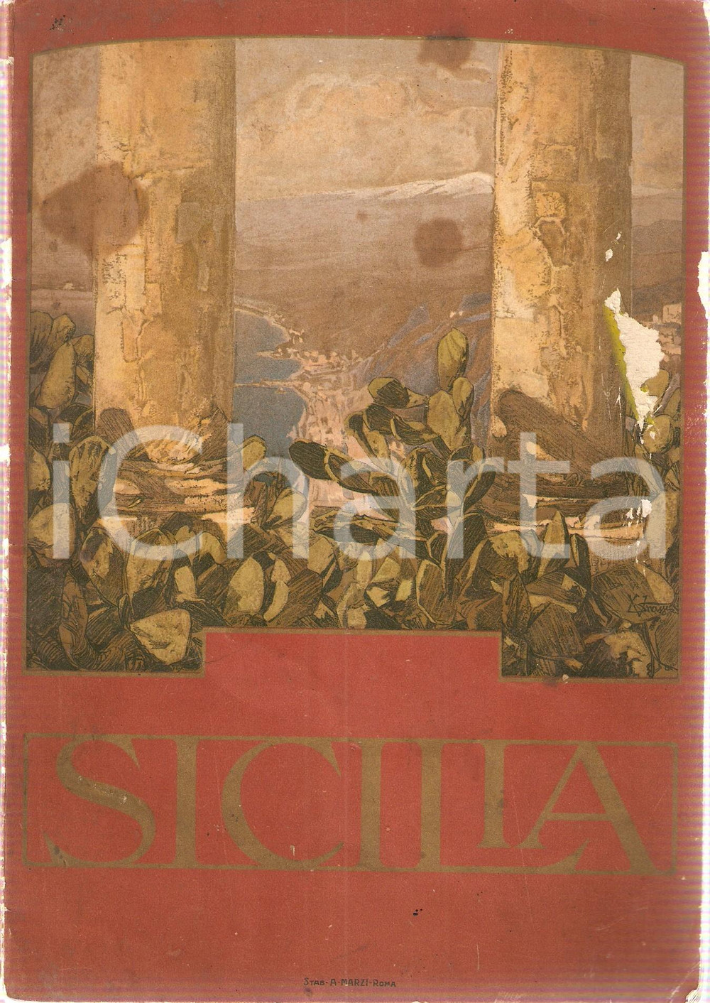 Libro, pubblicazione d epoca 1920 ca FERROVIE STATO Guida illustrata Sicilia Vol. 2 Touring Club DANNEGGIATO 1