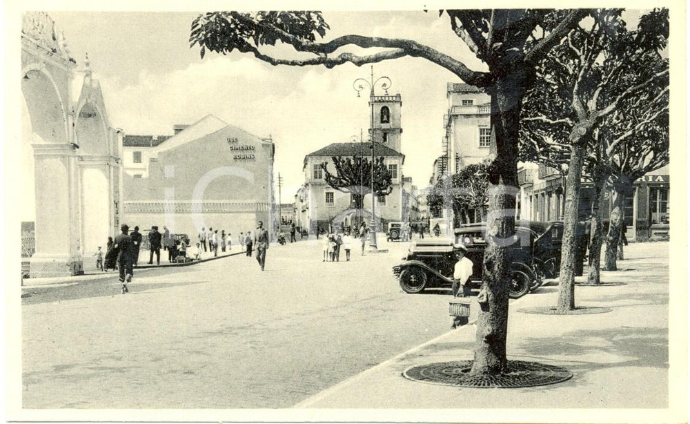 Cartolina originale da collezione 1950 ca PONTA DELGADA Scorcio piazza REPUBBLICA ANIMATA FP NV DSE CIMENTO 1