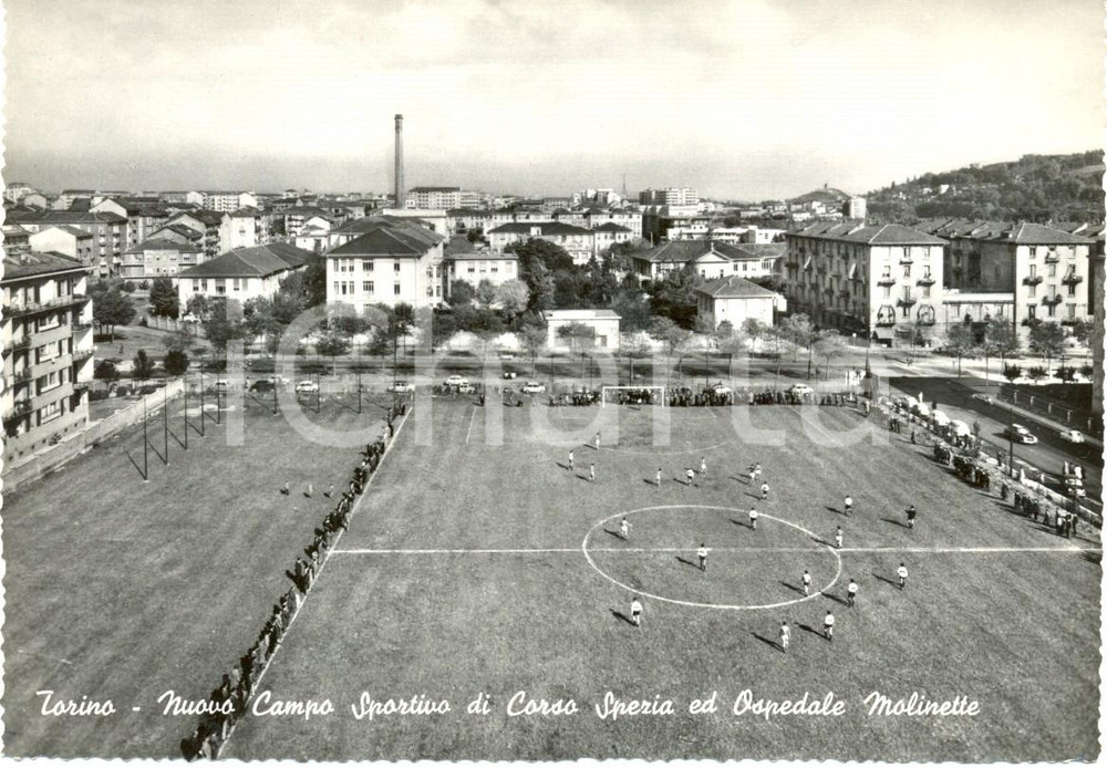 Cartolina originale da collezione 1960 ca. TORINO Nuovo campo sportivo di corso Spezia  Cartolina animata FG NV 1