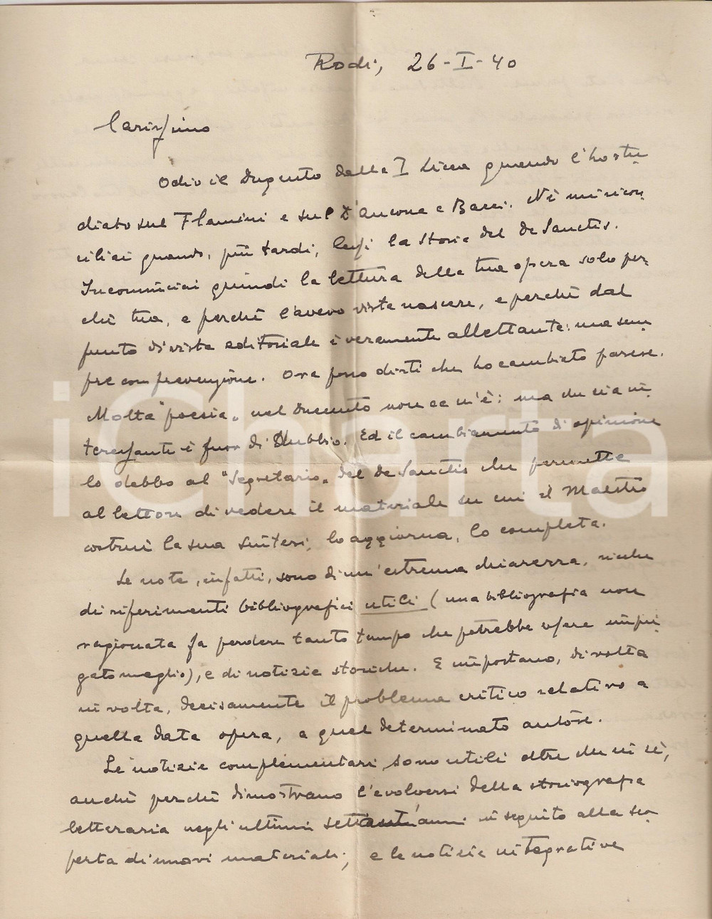 Autografo originale 1940 WW2 RODI GRECIA Professore Istituto Magistrale a Gerolamo LAZZERI Lettera 1