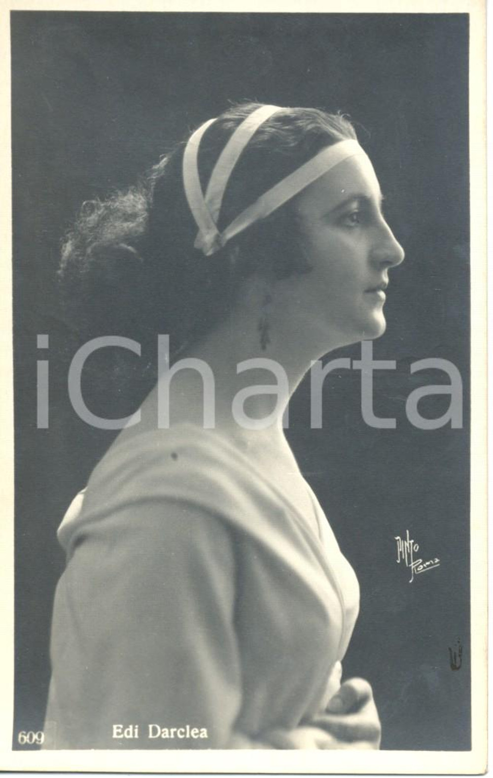 Cartolina originale da collezione 1920 ca CINEMA Edy DARCLEA Ritratto fotografico attrice profilo Cartolina FP NV 1
