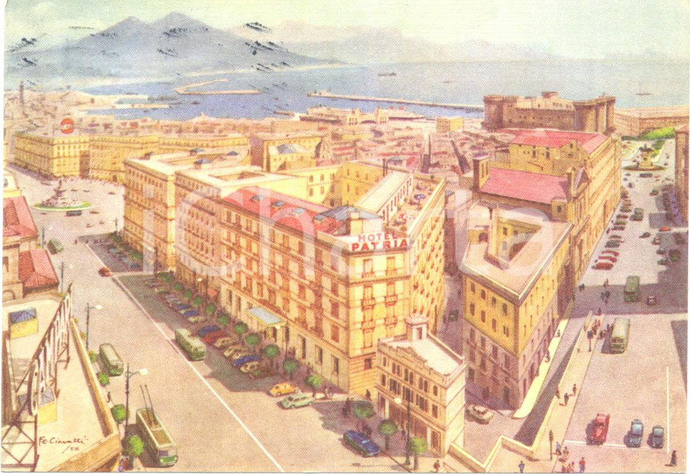 Cartolina originale da collezione 1967 NAPOLI Veduta aerea dell'albergo PATRIA *Cartolina FG VG ILLUSTRATA 1