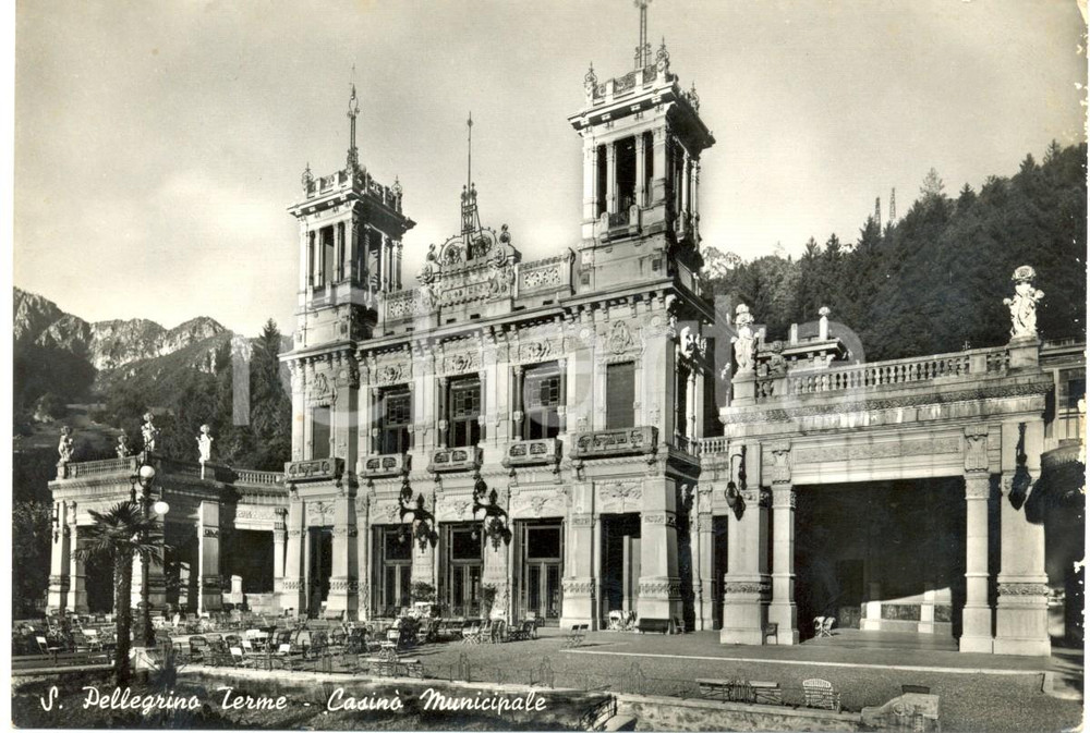 Cartolina originale da collezione 1964 SAN PELLEGRINO TERME (BG) Veduta di lato CASINO' municipale Cartolina FG VG 1