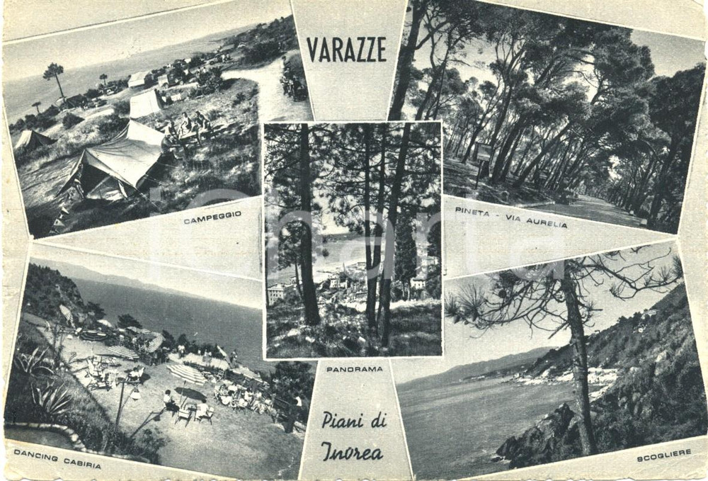 Cartolina originale da collezione 1960 VARAZZE SV Vedutine PIANI D INVREA Scogliere pineta su via AURELIA FG VG 1