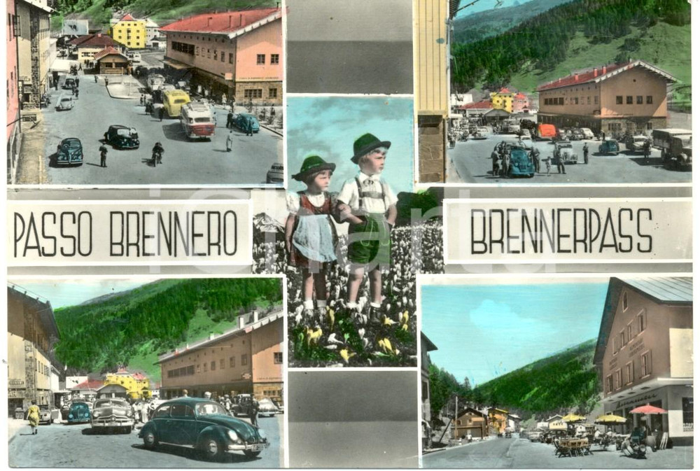 Cartolina originale da collezione 1966 PASSO BRENNERO Vedutine paese al confine ITALIA AUSTRIA ANIMATA VINTAGE 1