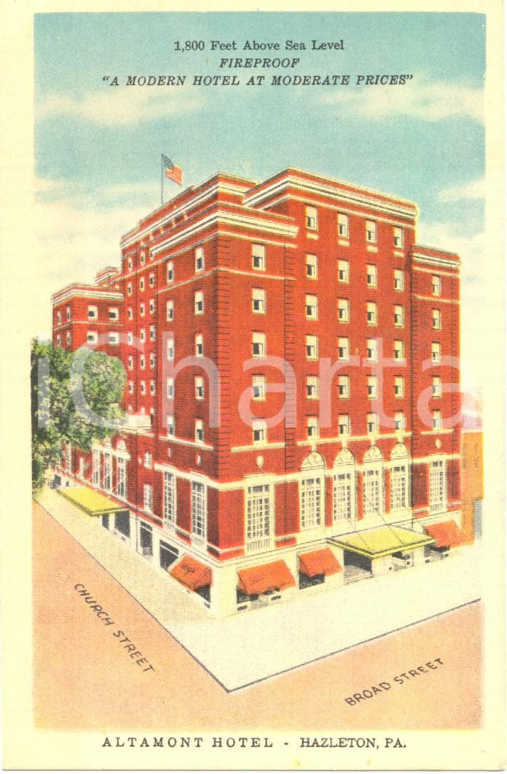 Cartolina originale da collezione 1950 ca HAZLETON, PENNSYLVANIA USA ALTAMONT Modern hotel moderate prices FP NV 1