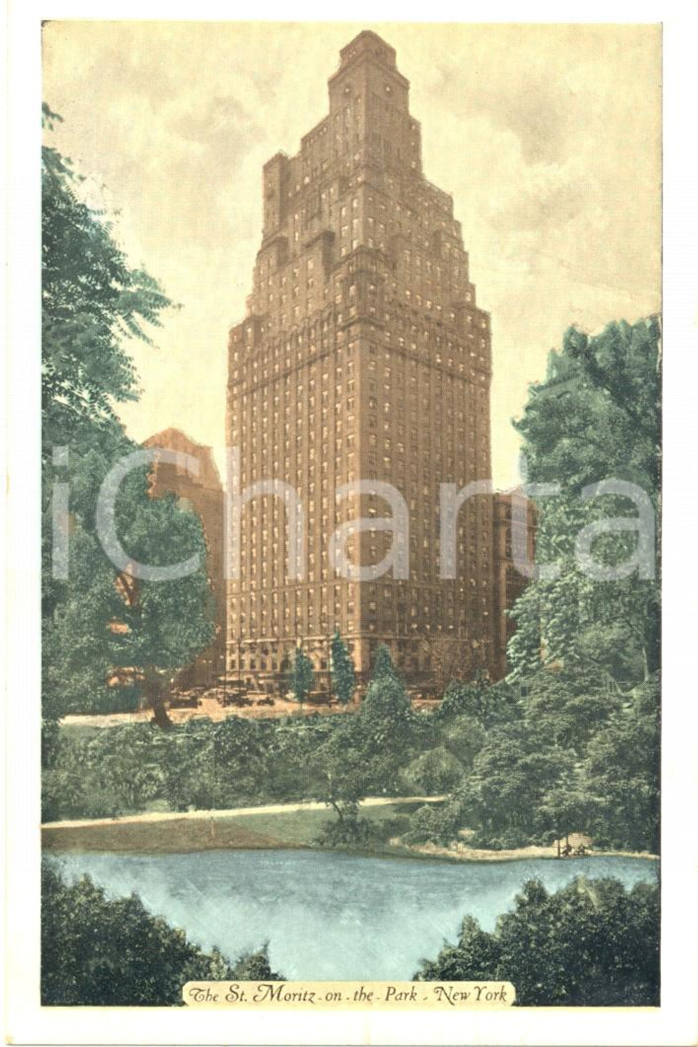Cartolina originale da collezione 1950 ca NEW YORK USA Scorcio hotel ST.MORITZ on the Park a MANHATTAN FP NV 1