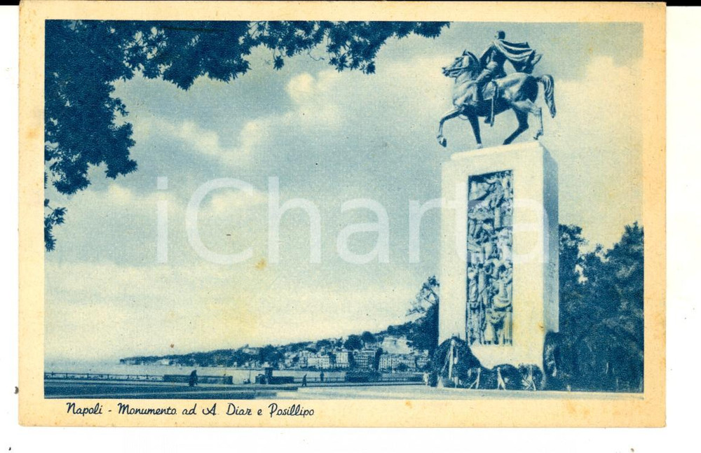 Cartolina originale da collezione 1941 NAPOLI Monumento ad Armando DIAZ e Posillipo Cartolina postale FP VG 1