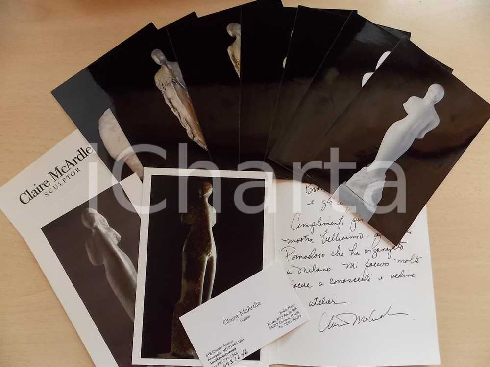 Autografo originale 1995 CARRARA MS Scultrice Claire McARDLE Lotto nove fotografie con AUTOGRAFO 1