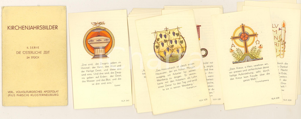 Libro, pubblicazione d epoca 1950 ca KIRCHENJAHRSBILDER Die Oesterliche Zeit 23 immagini A COLORI figurine 1
