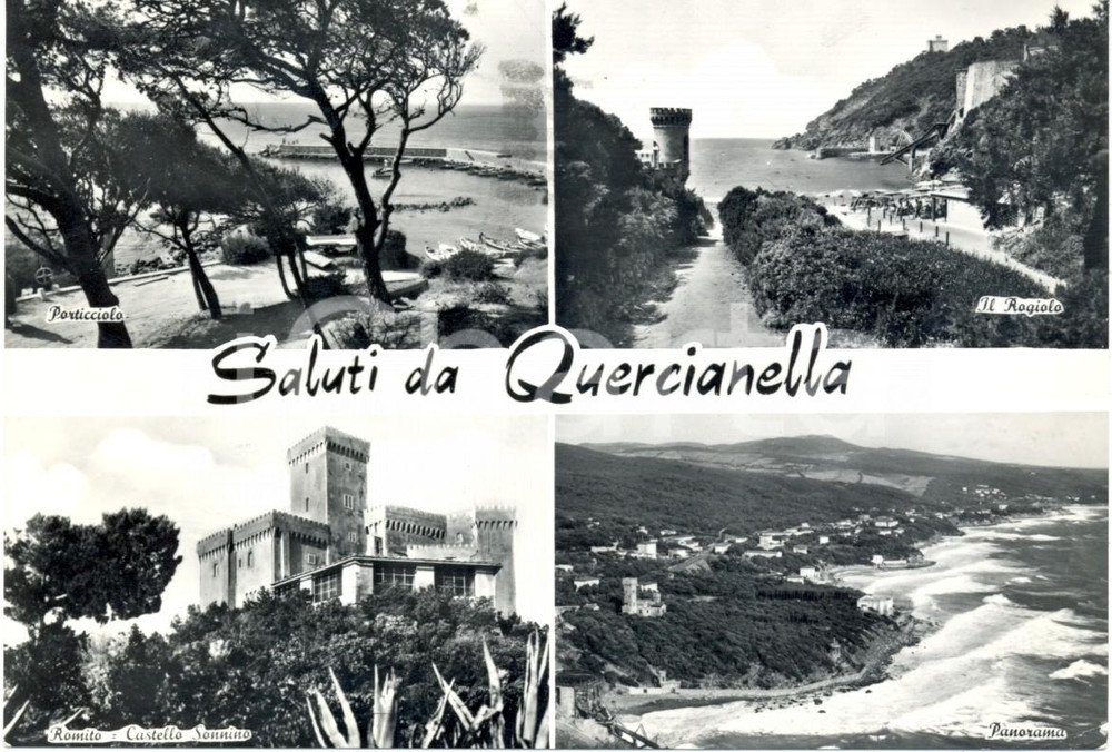 Cartolina originale da collezione 1964 LIVORNO Vedutine QUERCIANELLA Castello SONNINO Porticciolo Cartolina FG VG 1