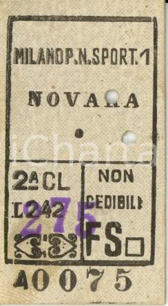 Oggetto da collezione cartaceo 1949 FS MILANO PORTA NUOVA  NOVARA Biglietto ferroviario di seconda classe 1