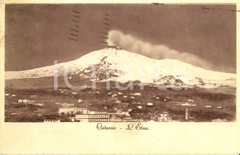 Cartolina originale da collezione 1935 ca CATANIA Veduta panoramica dell'ETNA innevato *Cartolina postale FP VG 1
