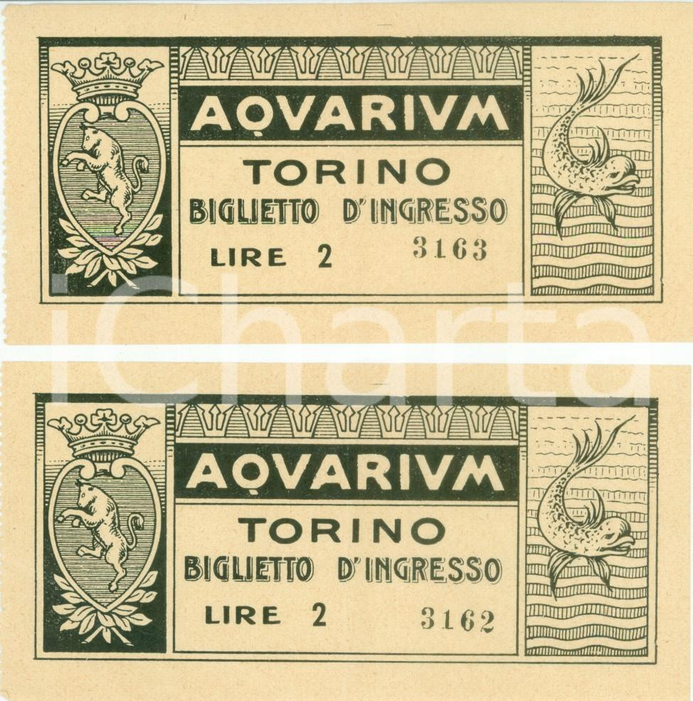 Oggetto da collezione cartaceo 1950 ca TORINO Teatro AQUARIUM Lotto due biglietti d ingresso 1