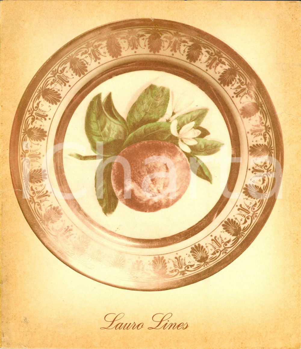 Oggetto da collezione cartaceo 1950 ca NAPOLI Menù Società Navigazione LAURO LINES  ILLUSTRATO 1