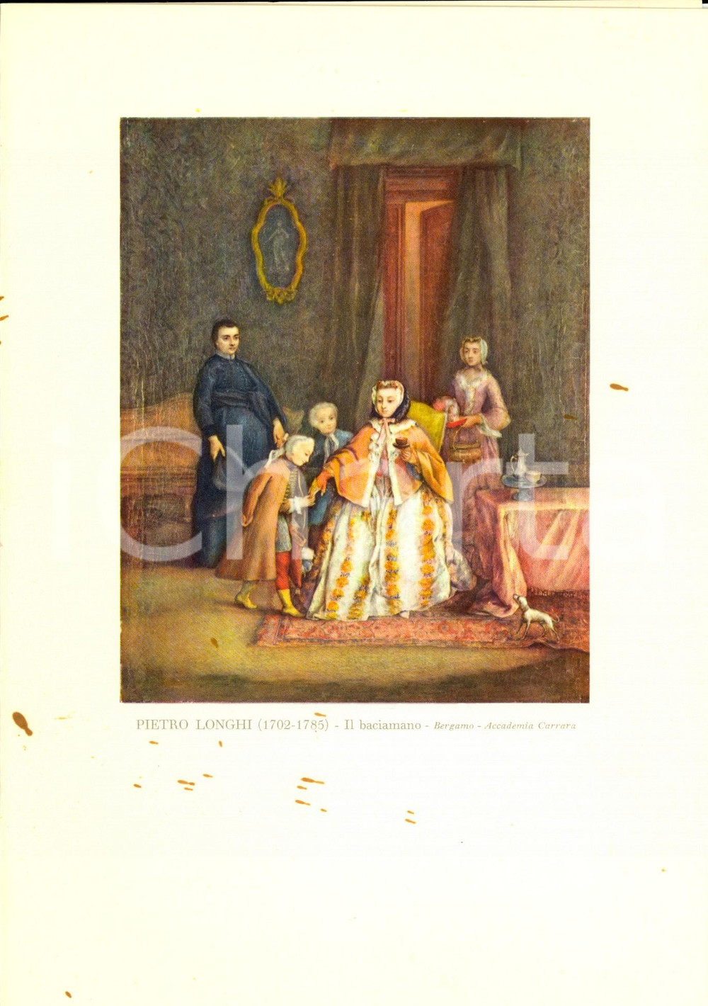 Oggetto da collezione cartaceo 1966 VENEZIA Pietro LONGHI  IL BACIAMANO  Menù di bordo MOTONAVE ILLIRIA 1