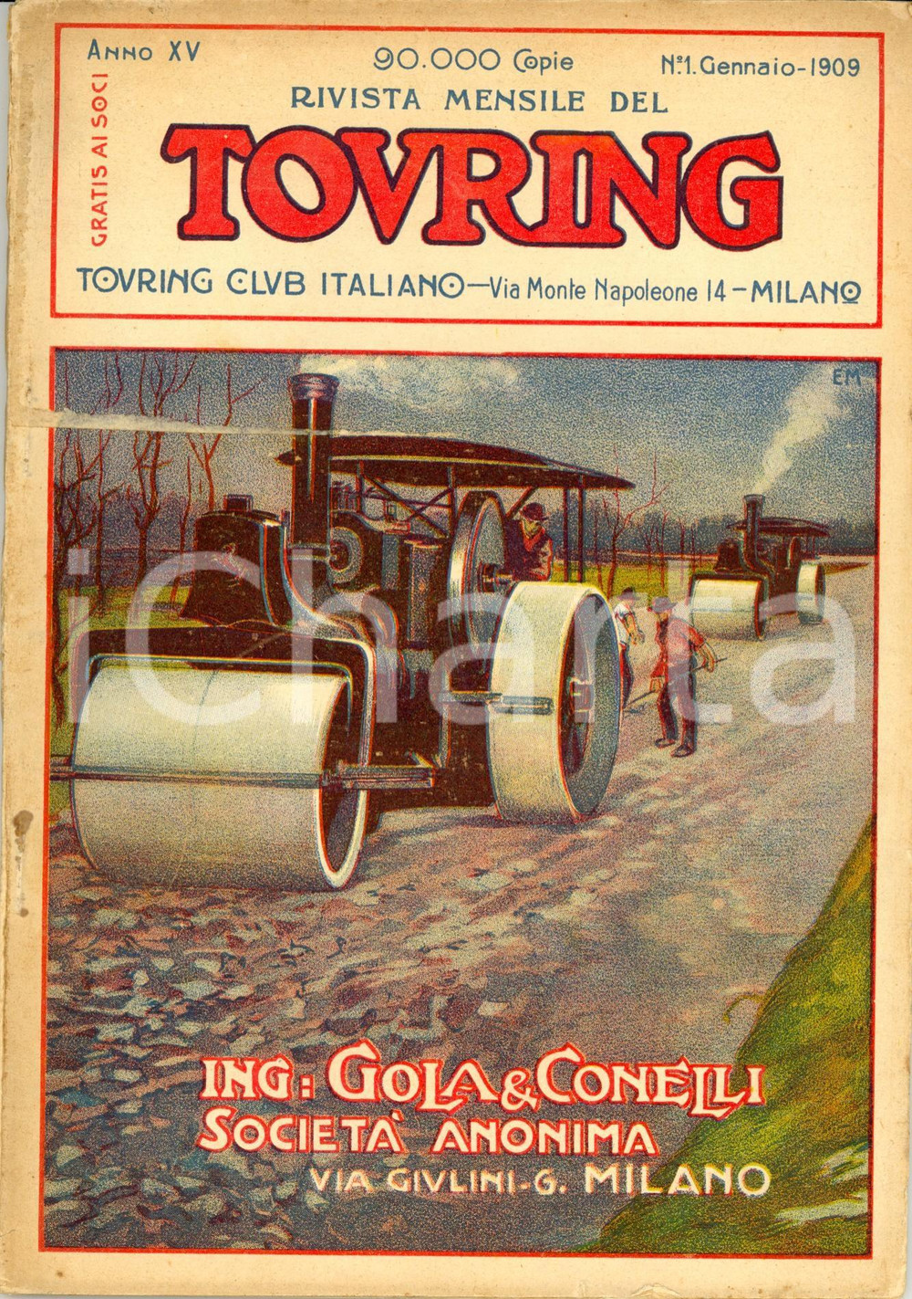 Giornale, rivista storica 1909 TOURING CLUB ITALIANO I treni di lusso europei *Rivista Anno XV n° 1 1
