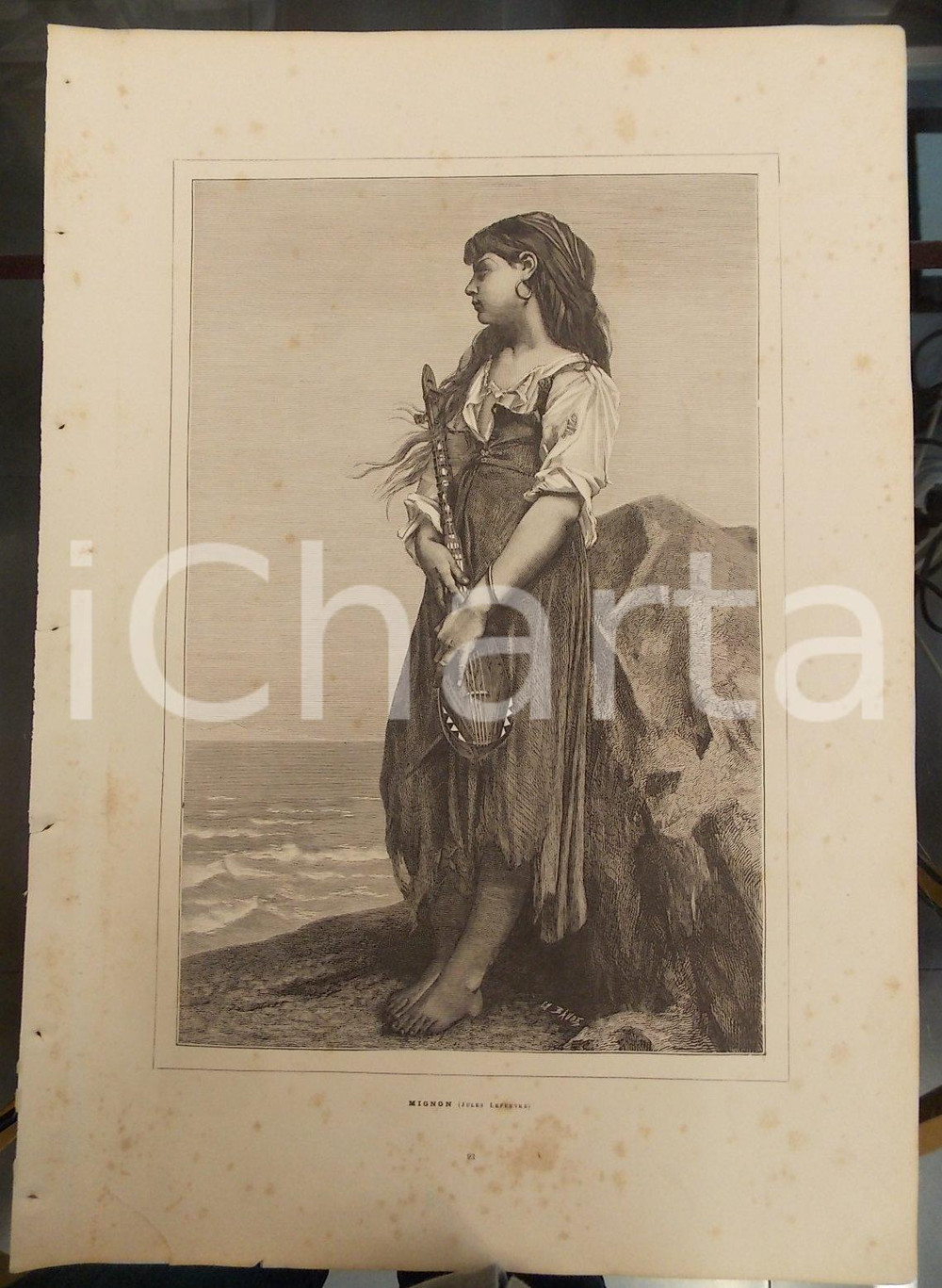 Stampa, bozzetto originale 1886 LES MERVEILLES DE L'ART MODERNE Jules LEFEBVRE Mignon *Stampa DANNEGGIATA 1