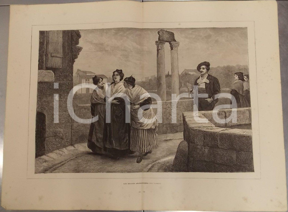 Stampa, bozzetto originale 1886 LES MERVEILLES DE L ART MODERNE P.H. CALDERON Les belles arlesiennes Stampa 1