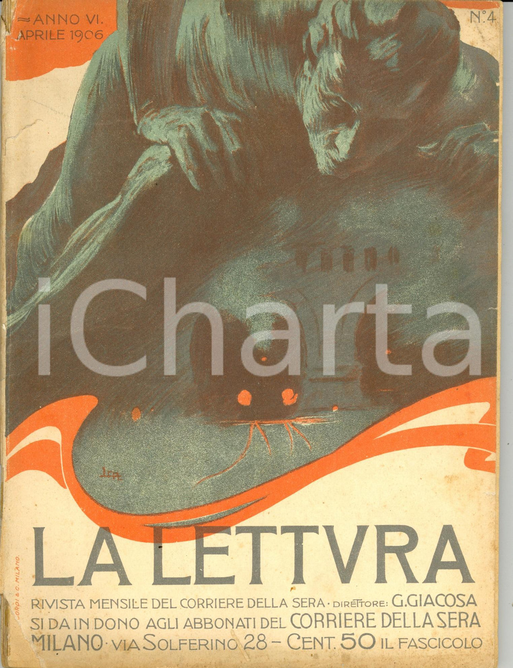 Giornale, rivista storica 1906 LA LETTURA Dante Gabriel ROSSETTI poetapittore ILLUSTRATA Anno VI n°4 1