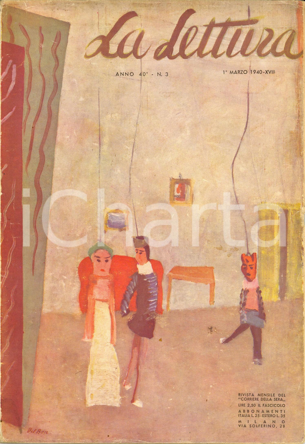 Giornale, rivista storica 1940 LA LETTURA Strane condizioni di guerra Rivista Ill. DAL BON Anno XL n°3 1