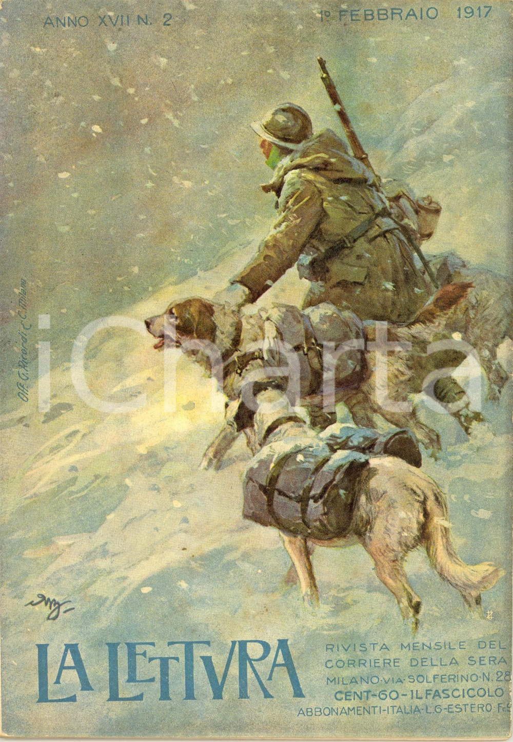 Giornale, rivista storica 1917 LA LETTURA Il generale Giuseppe PERRUCCHETTI ILLUSTRATA Anno XVII n° 2 1