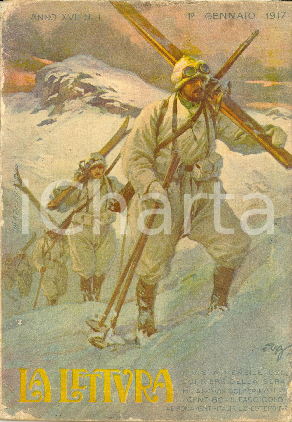 Giornale, rivista storica 1917 LA LETTURA Luigi EINAUDI Guerra all oro Rivista DANNEGGIATA Anno XVII n°1 1