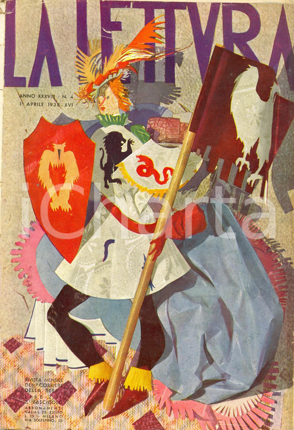 Giornale, rivista storica 1938 LA LETTURA Morte di Gabriele D'ANNUNZIO *DANNEGGIATA Anno XXXVIII n° 4 1