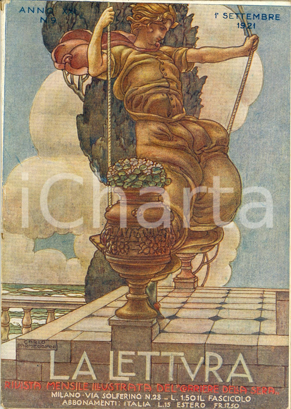 Giornale, rivista storica 1921 LA LETTURA Riesumazione CANGRANDE della SCALA Ill. PARMEGGIANI Anno XXI n°9 1