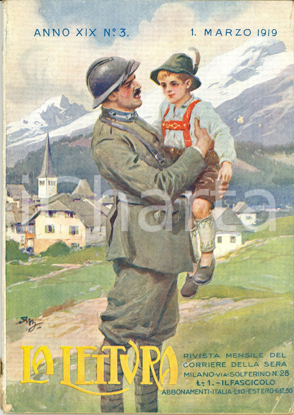 Giornale, rivista storica 1919 LA LETTURA Principi Ferdinando e Aimone di SAVOIA in guerra Anno XIX n° 3 1