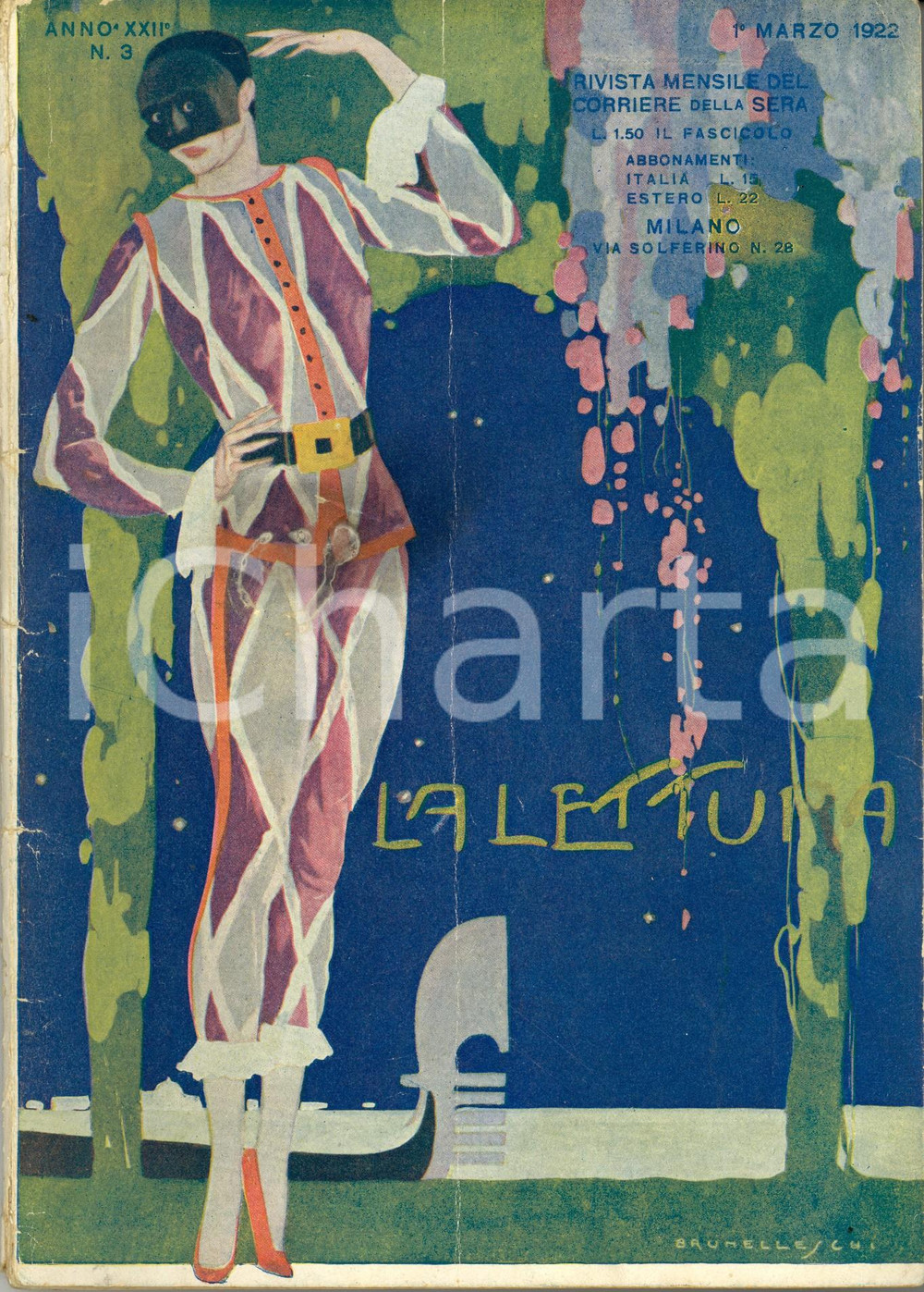 Giornale, rivista storica 1922 LA LETTURA Baccanale dello gnocco Ill. BRUNELLESCHI Anno XXII n°3 1