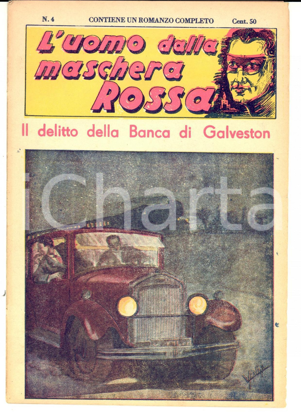 Libro, pubblicazione d epoca 1936 L UOMO DALLA MASCHERA ROSSA Il delitto della banca di Galveston Rivista n°4 1