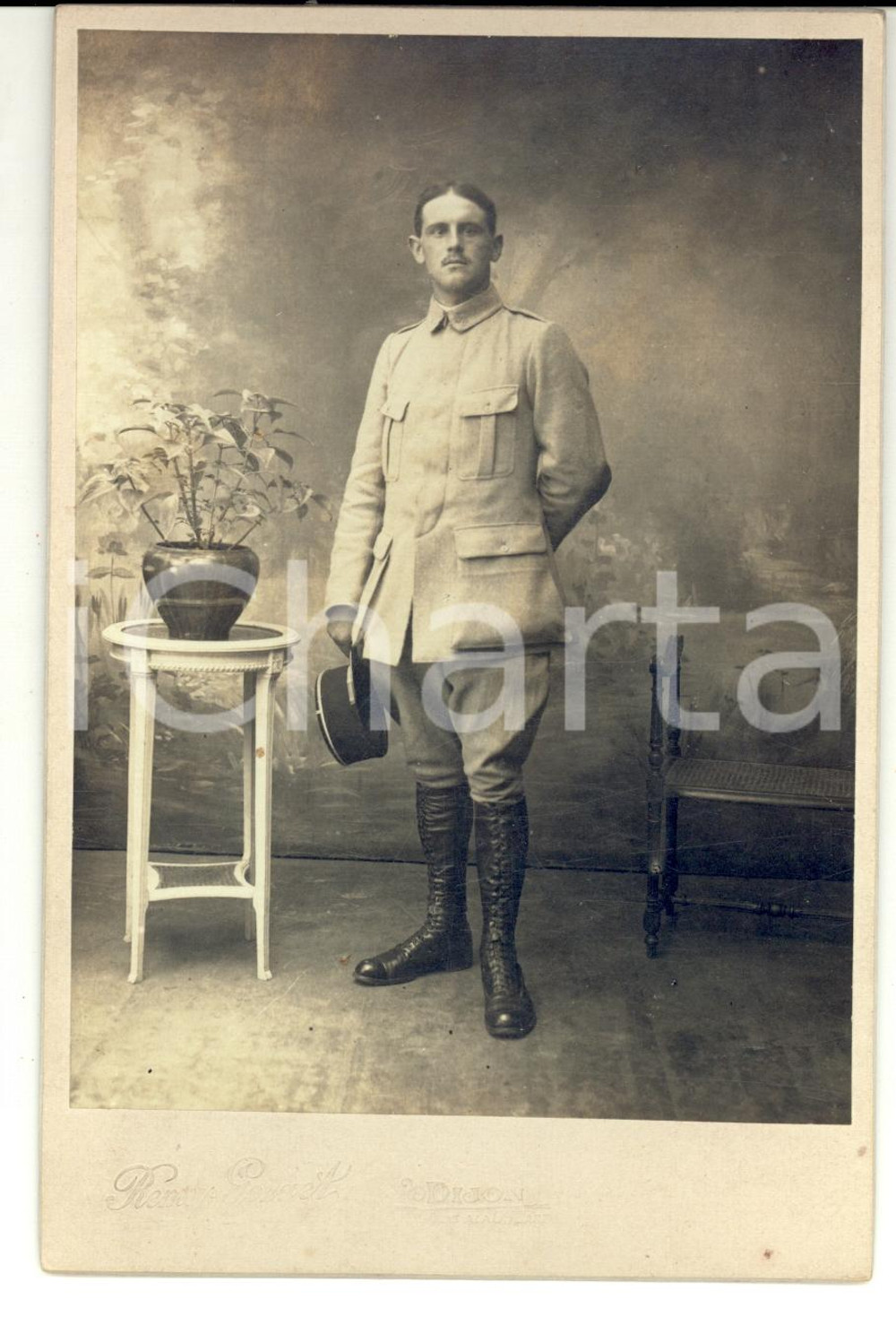 Fotografia d epoca originale 1910 ca DIJON F Portait soldat d INFANTERIE Photo REMY GORGET 1