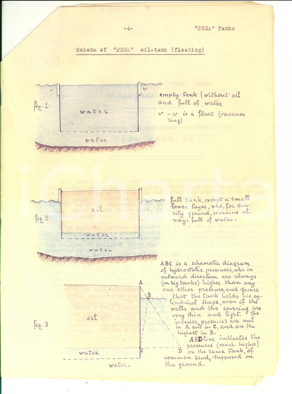 Documento originale, autentico 1957 ROMA Relazione Enrico MALTESE serbatoi PEGA olii minerali Lingua inglese 1
