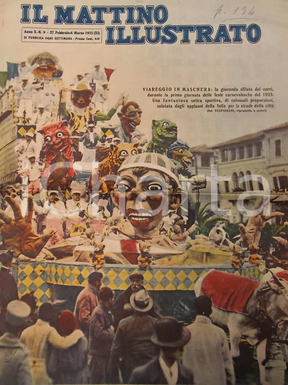 Giornale, rivista storica 1933 IL MATTINO ILLUSTRATO Rivista Anno X n°9 CARNEVALE DI VIAREGGIO 1