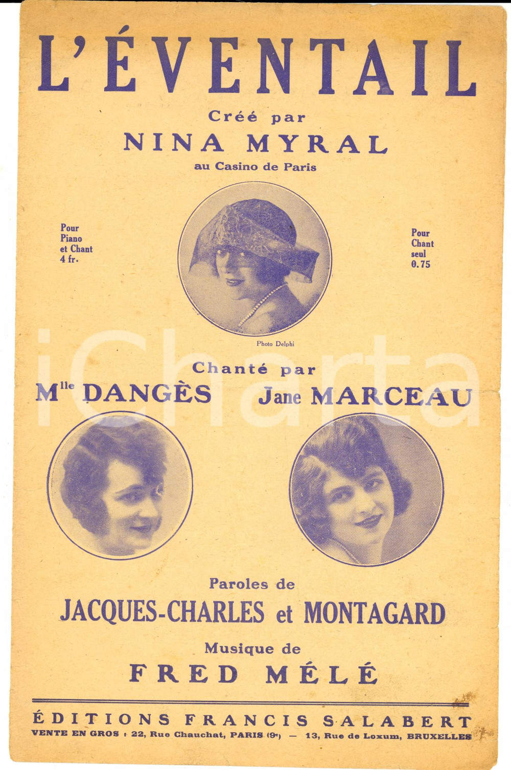 Oggetto da collezione cartaceo 1923 Jacques Charles e MONTAGNARD Fred MELE L Eventail   Nina MYRAL 1