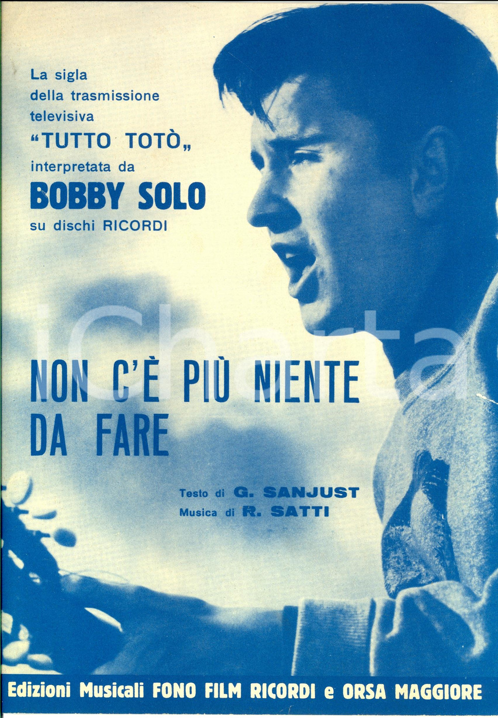 Oggetto da collezione cartaceo 1967 SANJUST  SATTI Non c è più niente da fare  Canzone BOBBY SOLO Partitura 1