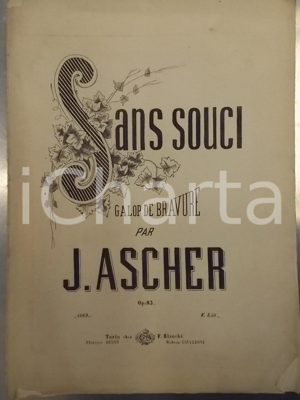 Oggetto da collezione cartaceo 1869 Joseph ASCHER Sans souci  Galop de bravure Ed. BLANCHI 1