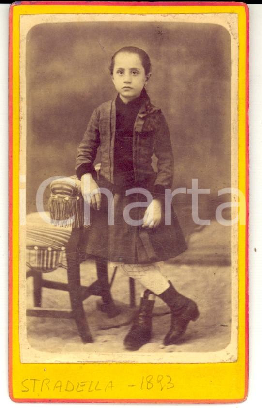 Fotografia d epoca originale 1893 STRADELLA PV Ritratto di bambina in abito elegante Fotografia 1