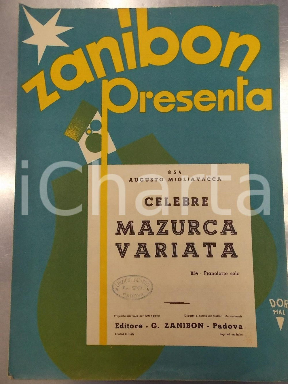 Oggetto da collezione cartaceo 1930 ca Augusto MIGLIAVACCA Celebre mazurca variata Ed. ZANIBON PADOVA 1