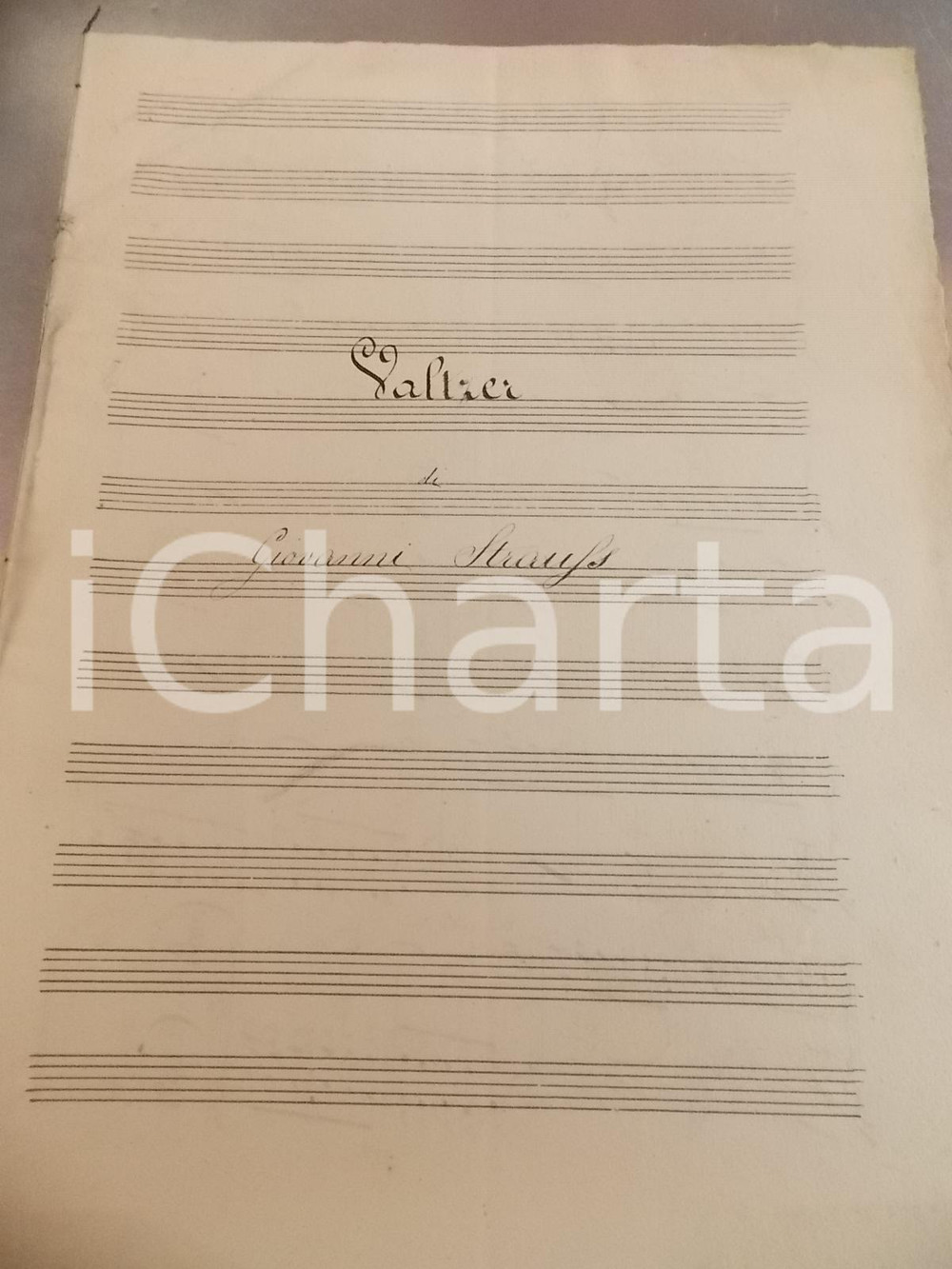 Oggetto da collezione cartaceo 1890 ca Giovanni STRAUSS Valzer Spartito musicale MANOSCRITTO 1