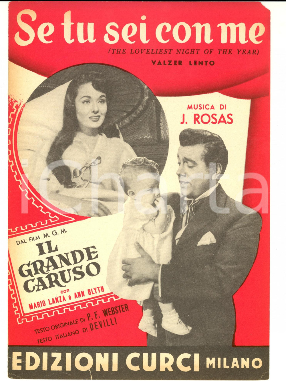 Oggetto da collezione cartaceo 1965 J. ROSAS  DEVILLI Se tu sei con me  Valzer lento da  Il grande caruso 1