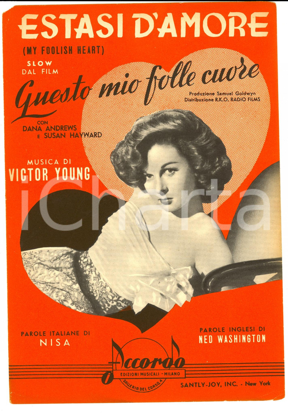 Oggetto da collezione cartaceo 1949 Victor YOUNG Estasi d amore  Slow dal film  Questo mio folle cuore 1