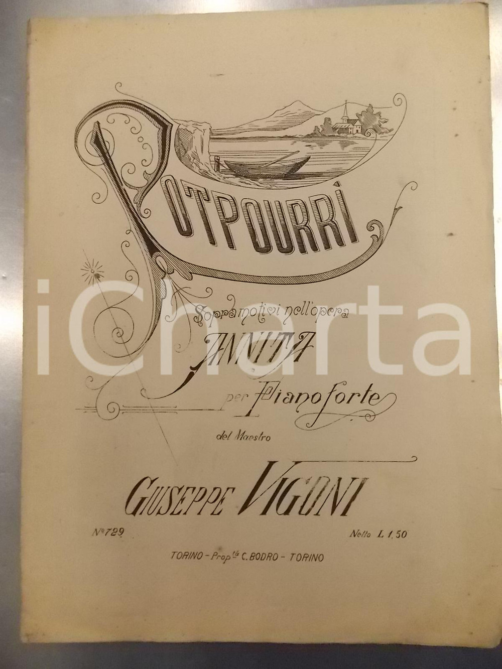 Oggetto da collezione cartaceo 1880 ca TORINO Giuseppe VIGONI Potpourri sopra motivi nell opera ANNITA 1